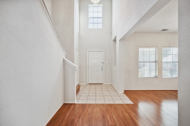 entrance foyer with light hardwood / wood-style flooring