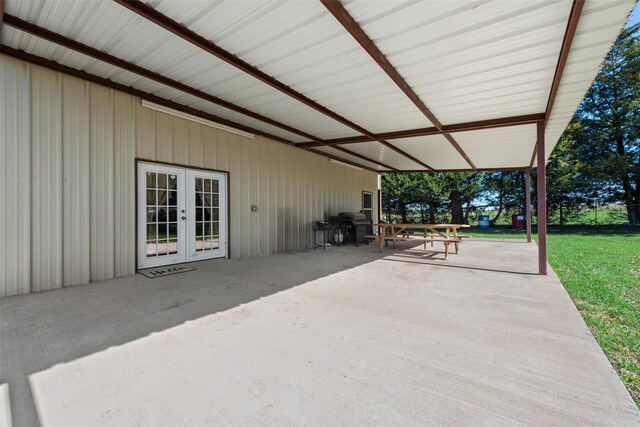 view of patio with grilling area and french doors