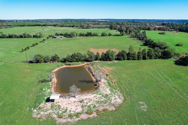 bird's eye view with a rural view and a water view