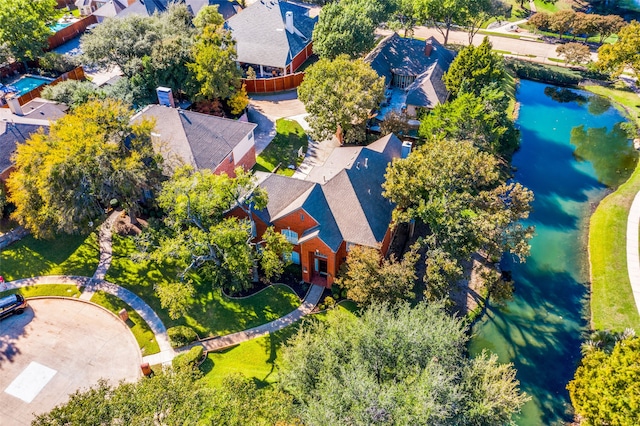 bird's eye view featuring a water view