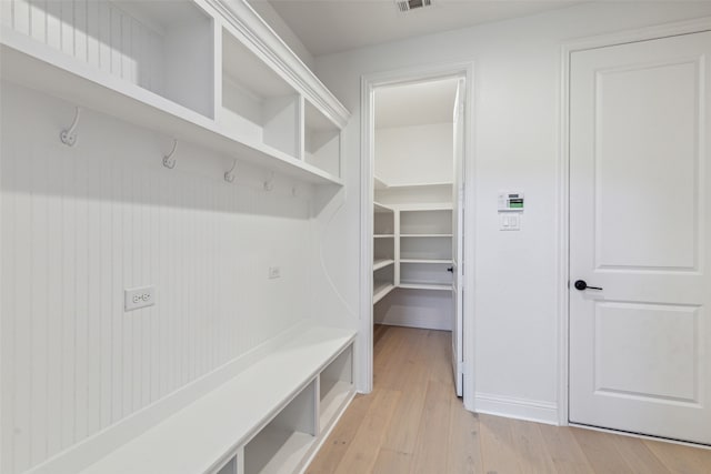 mudroom featuring light wood-type flooring