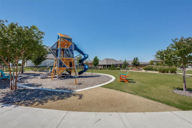 view of play area featuring a yard