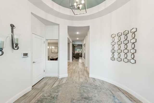 hallway featuring light wood-type flooring