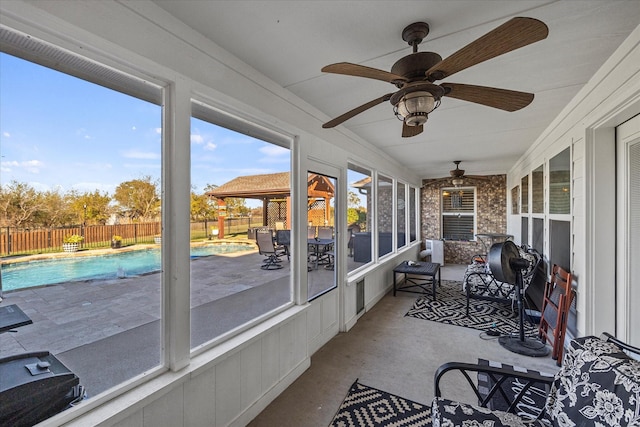 view of unfurnished sunroom