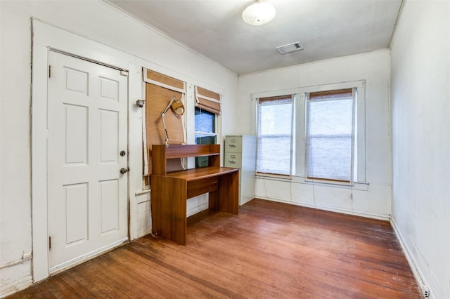 interior space with hardwood / wood-style floors