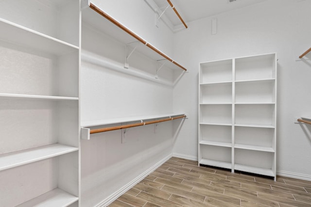 spacious closet with wood-type flooring