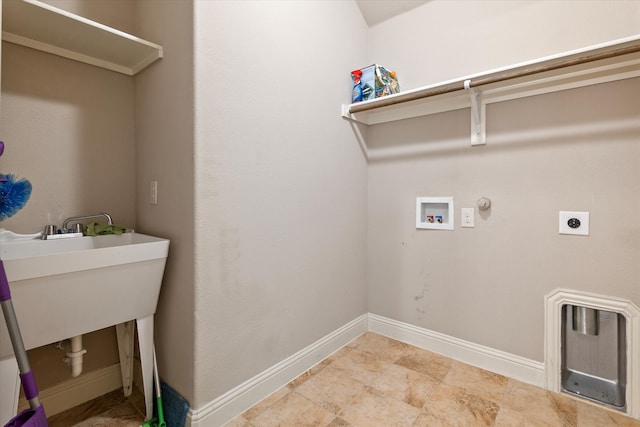 washroom featuring hookup for an electric dryer, gas dryer hookup, and hookup for a washing machine