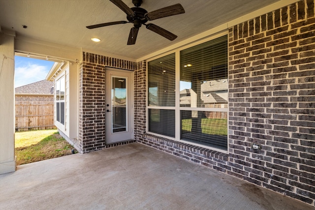 view of patio / terrace with ceiling fan