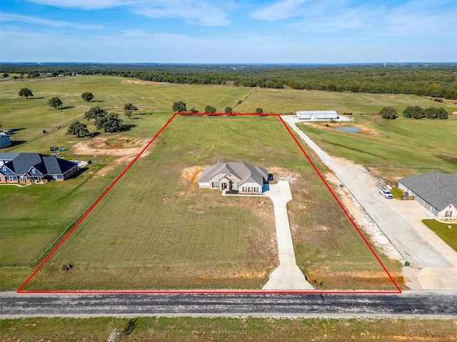 drone / aerial view featuring a rural view