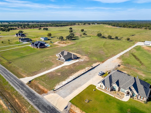 birds eye view of property with a rural view