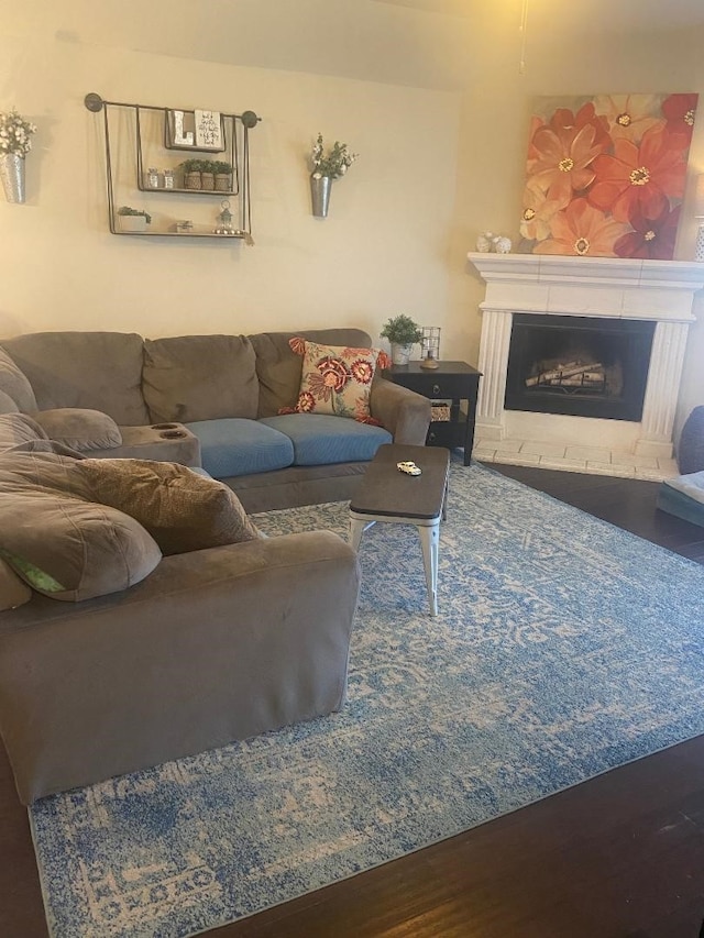 2748 Morning Song Dr, Little Elm, TX 75068 - living room with wood finished floors and a fireplace with raised hearth