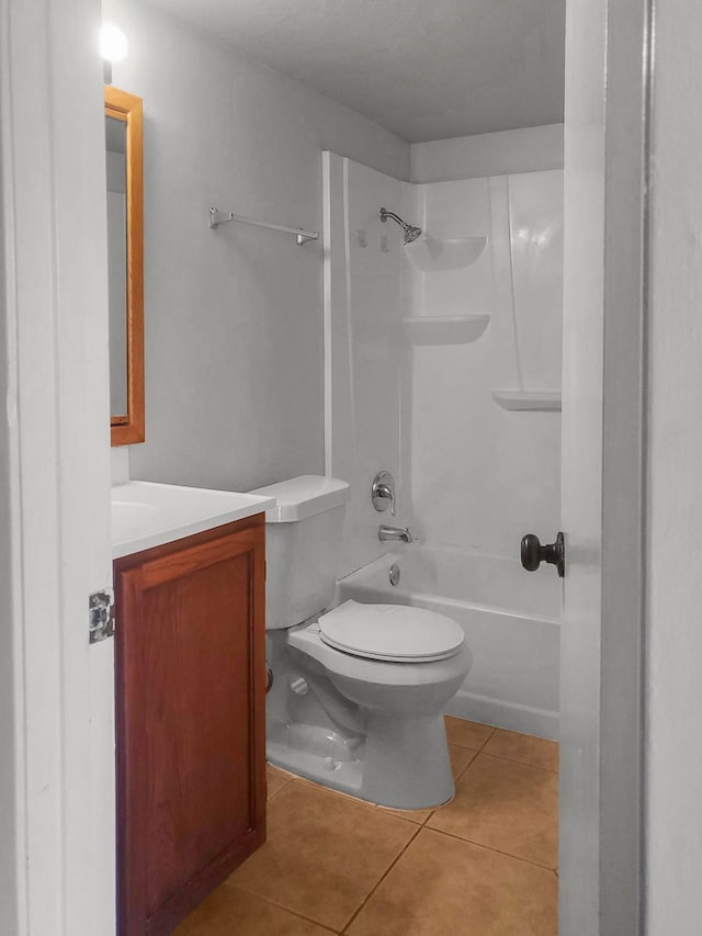 full bathroom with tile patterned flooring, vanity, toilet, and bathing tub / shower combination