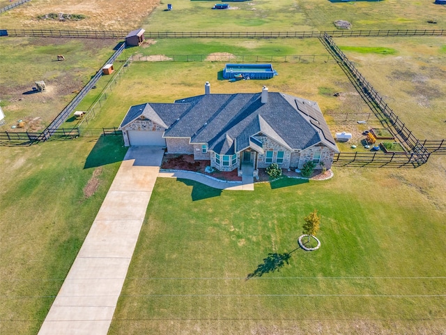 bird's eye view with a rural view