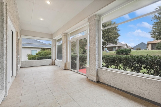 view of unfurnished sunroom