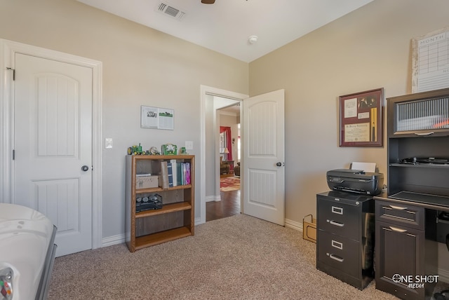 office with light colored carpet