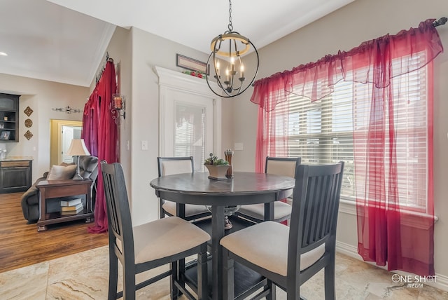 dining room featuring an inviting chandelier