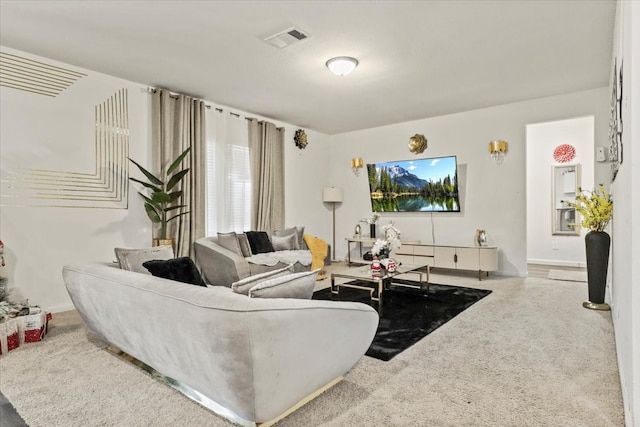 living room with carpet flooring