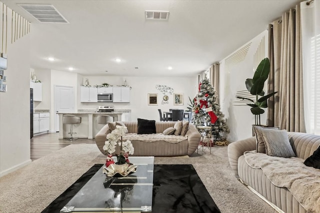 living room featuring light hardwood / wood-style flooring