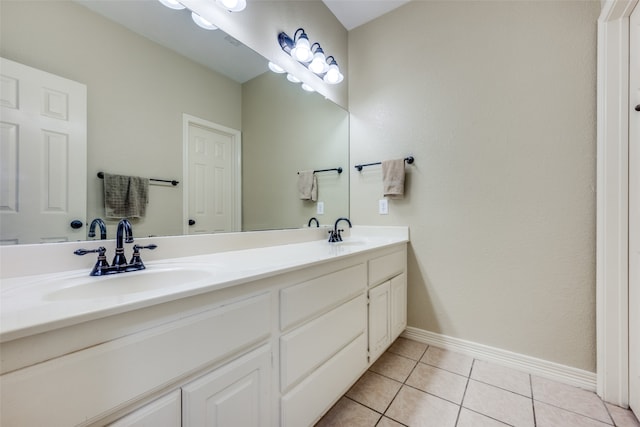 bathroom with tile patterned flooring and vanity