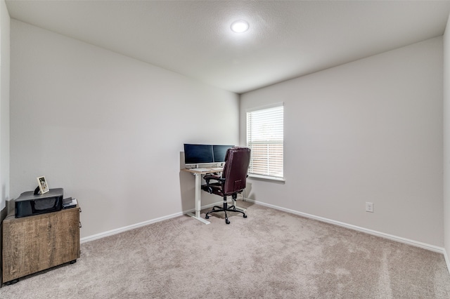 view of carpeted home office