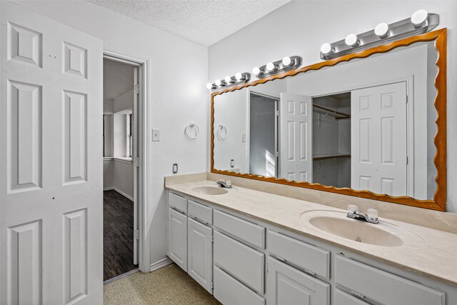 4007 Frisco Ct, Granbury, TX 76048 - bathroom with a textured ceiling and double vanity