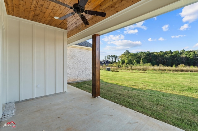 view of patio / terrace featuring ceiling fan