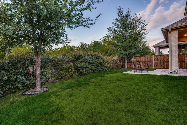 yard at dusk with a patio