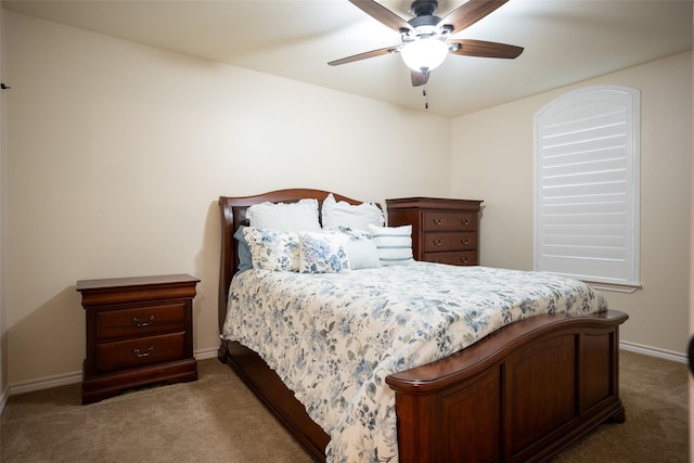 bedroom with carpet and ceiling fan