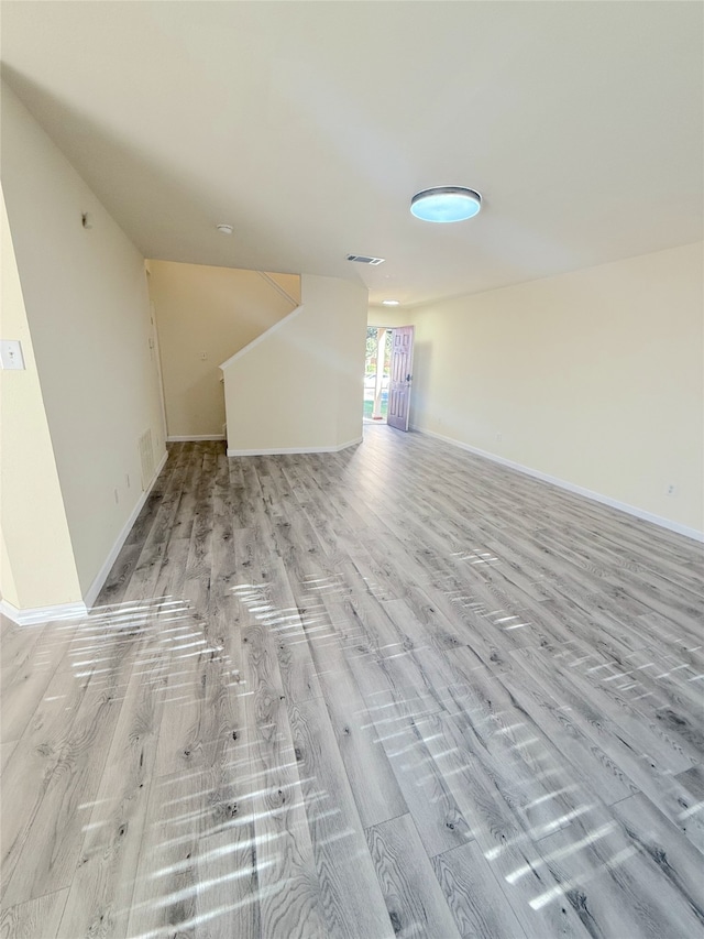 interior space with light hardwood / wood-style flooring