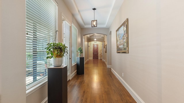 hallway featuring dark hardwood / wood-style floors