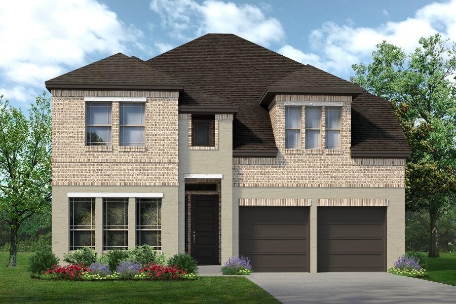 view of front facade featuring a front yard and a garage