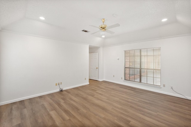 5400 Emerald Park Blvd, Arlington, TX 76017 - spare room with a ceiling fan, wood finished floors, recessed lighting, baseboards, and a textured ceiling