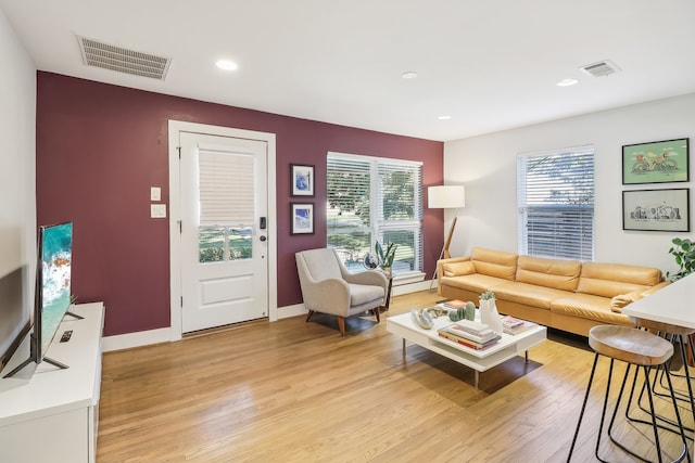 living room featuring light hardwood / wood-style flooring