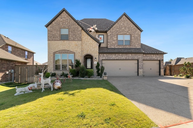 view of front of house featuring a garage and a front yard