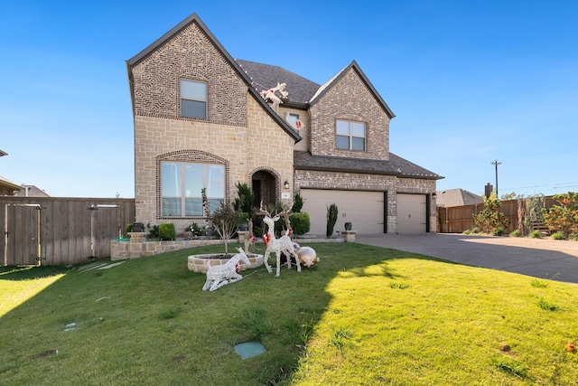 view of front of house featuring a garage and a front yard