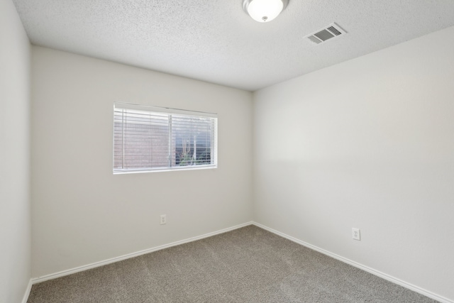 empty room with carpet flooring and a textured ceiling