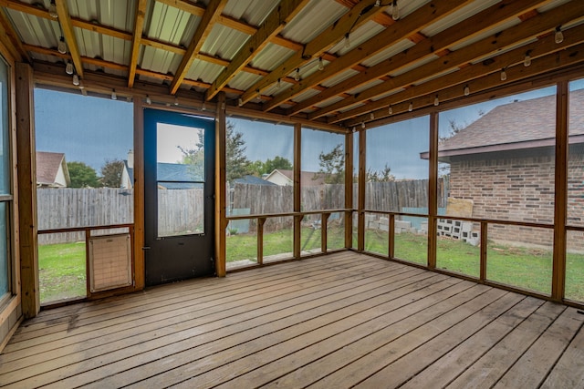 view of unfurnished sunroom