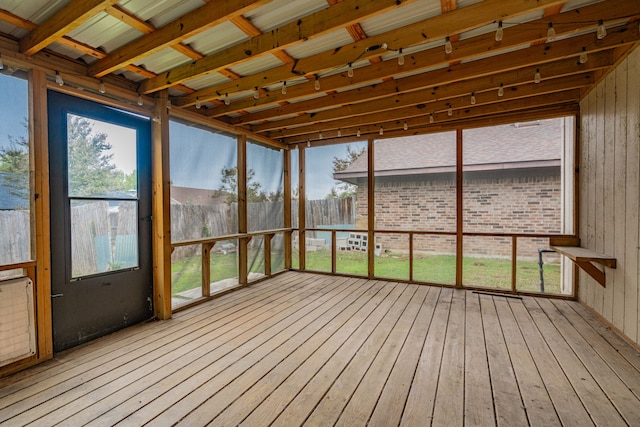 view of unfurnished sunroom