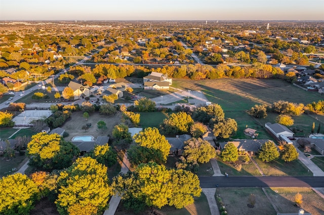 view of aerial view at dusk