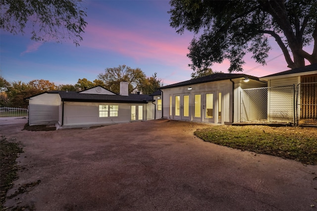 view of front of property featuring french doors