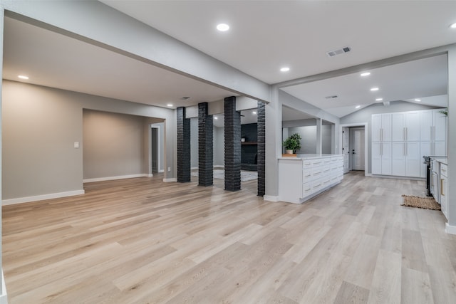 unfurnished living room featuring light hardwood / wood-style flooring