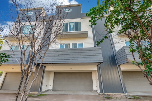 exterior space with a garage