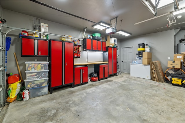 garage with a garage door opener