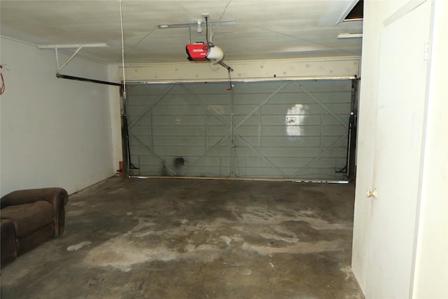 garage with a garage door opener