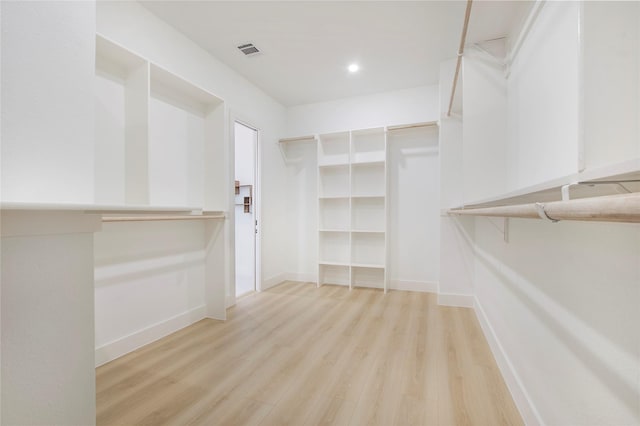 spacious closet with light wood-type flooring