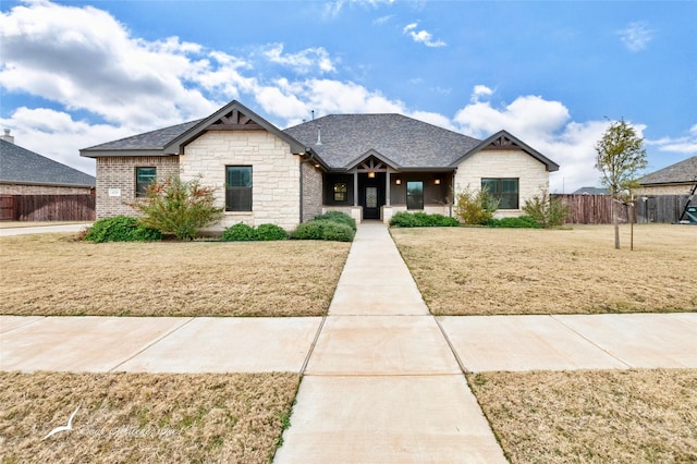 view of front of home with a front yard