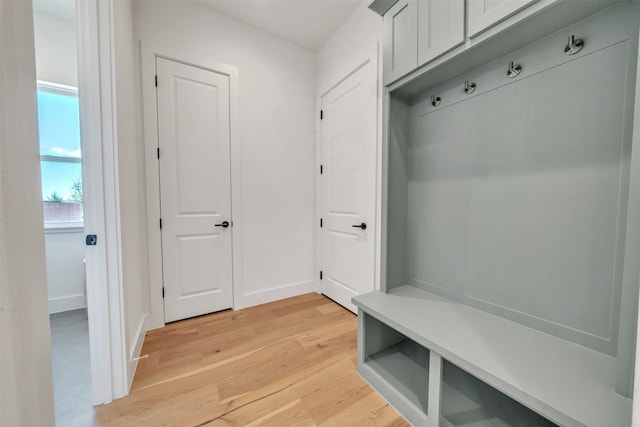 mudroom featuring light hardwood / wood-style flooring