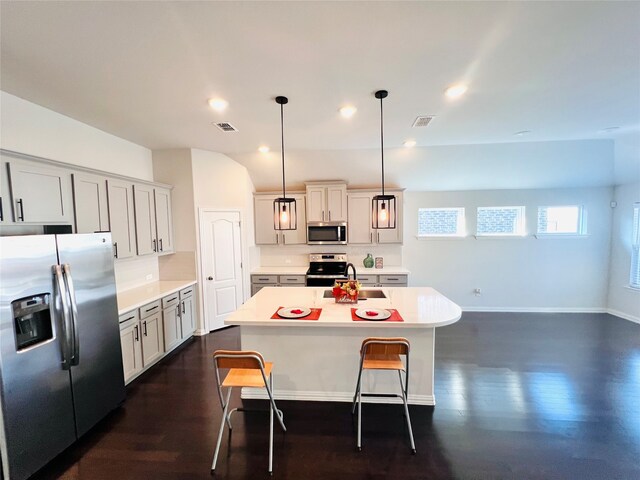 living room featuring dark hardwood / wood-style flooring and ceiling fan