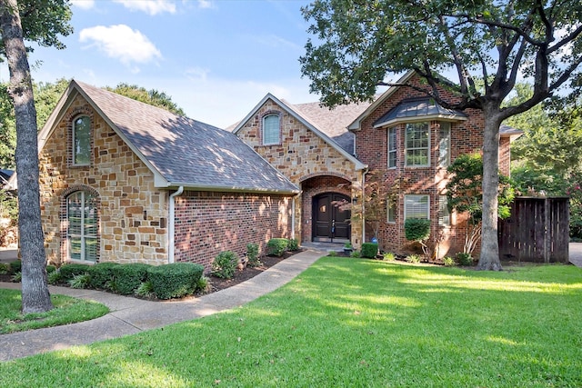 tudor house with a front yard