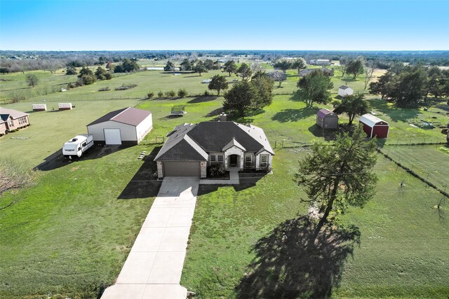 bird's eye view with a rural view